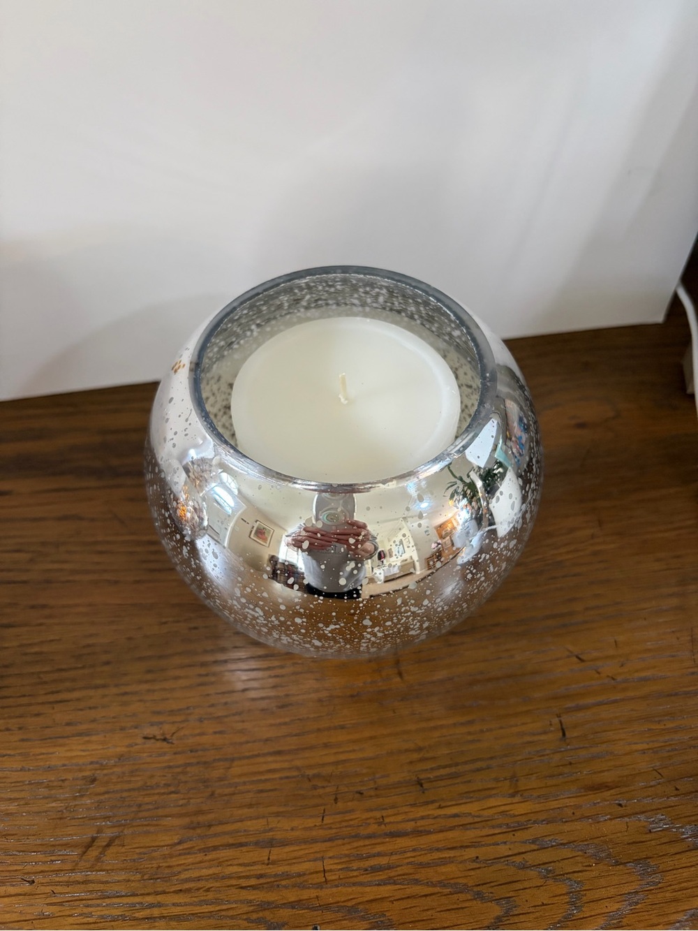 Set of 2 Mercury Glass Candle Holders with White Candles - Picture 5 of 6
